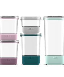 Plastic Food Storage Canisters with Airtight Lids, Set of 5