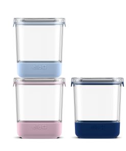 Plastic Food Storage Canisters with Airtight Lids, Set of 3